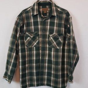 St. John's Bay Men's Forrest Green Flannel Long Sleeve Button Down Shirt Size L